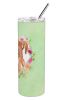 Vizsla Green Flowers Stainless Steel Skinny Tumbler