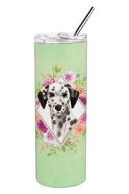 Dalmatian Green Flowers Stainless Steel Skinny Tumbler