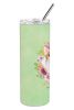 Corgi 1 Green Flowers Stainless Steel Skinny Tumbler