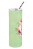 Chihuahua Green Flowers Stainless Steel Skinny Tumbler
