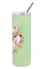 Chihuahua Green Flowers Stainless Steel Skinny Tumbler