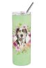 Catahoula Leopard Dog Green Flowers Stainless Steel Skinny Tumbler