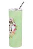 Catahoula Leopard Dog Green Flowers Stainless Steel Skinny Tumbler