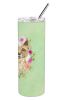 Cairn Terrier Green Flowers Stainless Steel Skinny Tumbler
