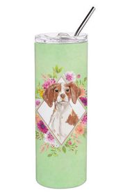 Brittany Green Flowers Stainless Steel Skinny Tumbler