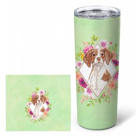 Brittany Green Flowers Stainless Steel Skinny Tumbler