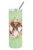 Boxer Green Flowers Stainless Steel Skinny Tumbler