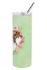 Boxer Green Flowers Stainless Steel Skinny Tumbler
