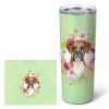 Boxer Green Flowers Stainless Steel Skinny Tumbler