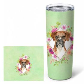 Boxer Green Flowers Stainless Steel Skinny Tumbler