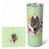 Bouvier des Flandres Green Flowers Stainless Steel Skinny Tumbler