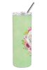Bichon Frise Green Flowers Stainless Steel Skinny Tumbler