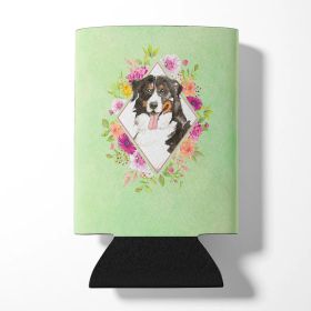 Bernese Mountain Dog 3 Green Flowers Can Hugger