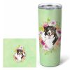 Bernese Mountain Dog 1 Green Flowers Stainless Steel Skinny Tumbler