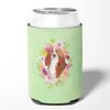 Basset Hound 3 Green Flowers Can Hugger