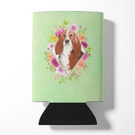 Basset Hound 3 Green Flowers Can Hugger