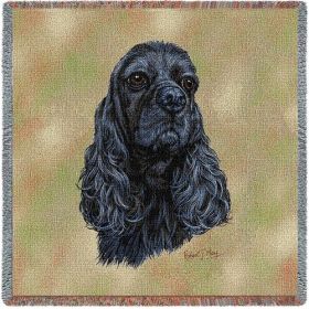 Cocker Spaniel - Black - Lap Square Cotton Woven Throw