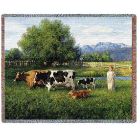 Golden retriever "Country Girl" Cotton Woven Blanket