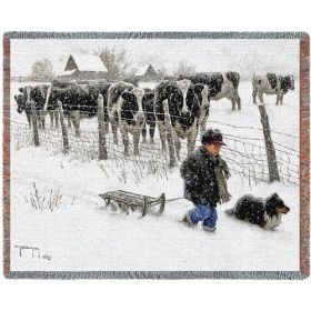 Curious Onlookers Cows - Cotton Woven Blanket
