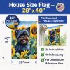 Affenpinscher in Sunflowers House Flag