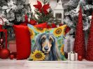 Afghan Hound 6001 In Sunflowers Throw Pillow