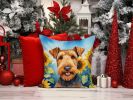 Airedale Terrier 6002 In Sunflowers Throw Pillow