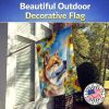 Akita in Sunflowers House Flag