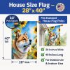 Akita in Sunflowers House Flag