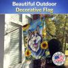 Alaskan Malamute in Sunflowers House Flag