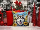 Alaskan Malamute 6005 In Sunflowers Throw Pillow