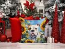 American Bulldog 6006 In Sunflowers Throw Pillow