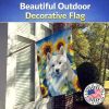 American Eskimo in Sunflowers House Flag