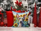 American Hairless Terrier 6010 In Sunflowers Throw Pillow
