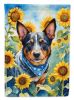 Australian Cattle Dog in Sunflowers House Flag