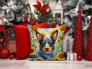 Australian Cattle Dog 6013 In Sunflowers Throw Pillow