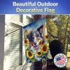 Australian Shepherd in Sunflowers House Flag