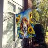 Basset Hound 1 in Sunflowers House Flag