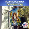 Basset Hound 1 in Sunflowers House Flag