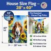 Basset Hound 1 in Sunflowers House Flag