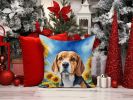 Beagle 6019 In Sunflowers Throw Pillow