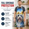 Bearded Collie in Sunflowers Apron