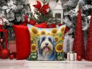 Bearded Collie 6020 In Sunflowers Throw Pillow