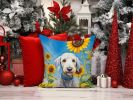 Bedlington Terrier 6021 In Sunflowers Throw Pillow
