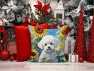 Bichon Frise 6027 In Sunflowers Throw Pillow