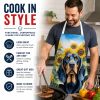 Black and Tan Coonhound in Sunflowers Apron