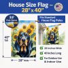 Black and Tan Coonhound in Sunflowers House Flag