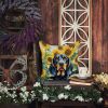 Black and Tan Coonhound 6028 In Sunflowers Throw Pillow