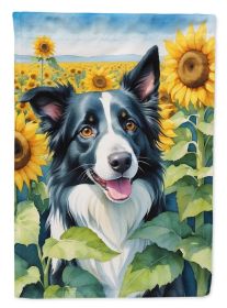 Border Collie 1 in Sunflowers House Flag