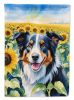 Border Collie 2 in Sunflowers House Flag