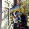 Border Collie 2 in Sunflowers House Flag